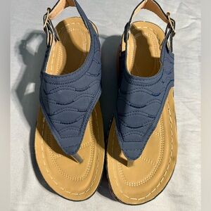 Blue and Tan Sandals